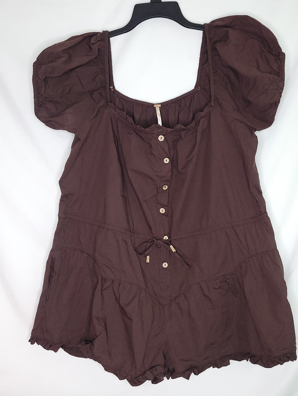 Free People Brown Short Sleeve Romper